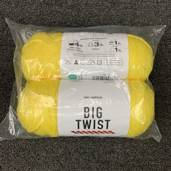 Big Twist Other - Lot Of 2 Big Twist Value Varsity Yellow Discontinued Acrylic Yarn 6oz 380yds Ea